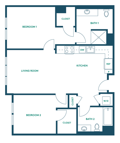 2Bed/2Bath C - Premium 321 floor plan